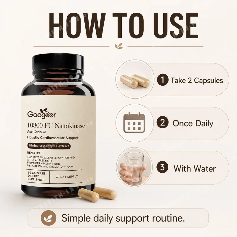 Nattokinase 10800 FU Capsules with CoQ10 Garlic Extract Daily Wellness Supplement 60 Count 30 Day Supply for Adults Men Women - Image 3