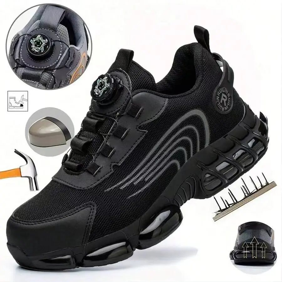 All Seasons Steel Toe Work Footwear for Men Women Impact Resistant Steel Toe Cap Sneakers Boots Lightweight Comfortable Industrial Safety Shoes Wear Resistant Durable for Construction Labor Daily Use Full Sizes Perfect Labor Day Father’s Day Gift