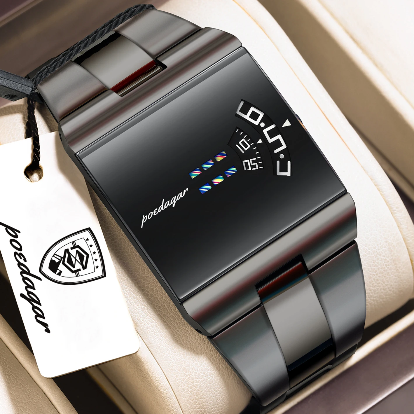POEDAGAR Top Casual Man Wristwatch Waterproof Fashion Men Watch Rectangle Stainless Steel Quartz Sports Men's Watches Male Reloj - Image 2