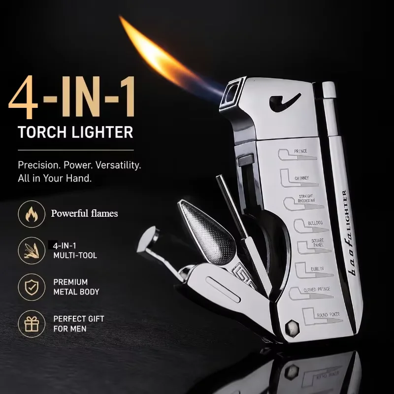 Multifunctional Pipe Lighter for Tobacco Smoker Butane Gas Lighter With Pipe Tool Cleaner Accessories Cool Lighter Men's Gift. - Image 2