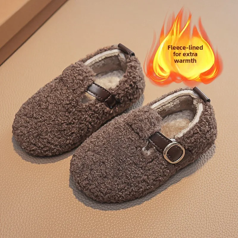 Winter Children's Shoes 2026 New Girls Fluffy Cotton Shoes Soft Bottom Non-slip Kids Fashion Simple Plush Shoes Trend Versatile - Image 3