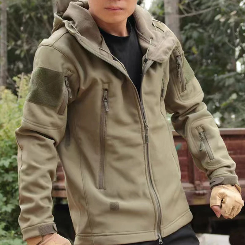 Mens Winter Autumn Cargo Fleece Jackets Sharkskin Military Hoodie Outdoor Coats Hiking Camping Climbing Army M-5XL Tactical - Image 5