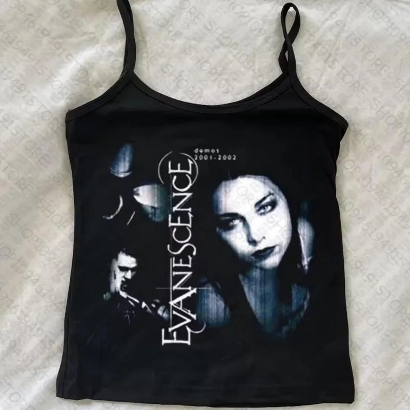 90s Aesthetic Emo Punk Graphic Print T-shirt Baby Tank Tops Y2K Streetwear Gothic Harajuku Letter Crop Top Harajuku Kawaii Vest
