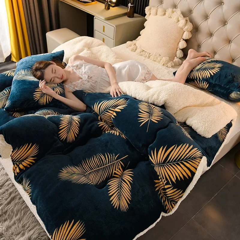 Winter Bedding Thick Quilt Blanket Thickened Warm Flannel Fleece Comforter for Cold Nights Set Bed Duvets Quilts the Blankets - Image 6