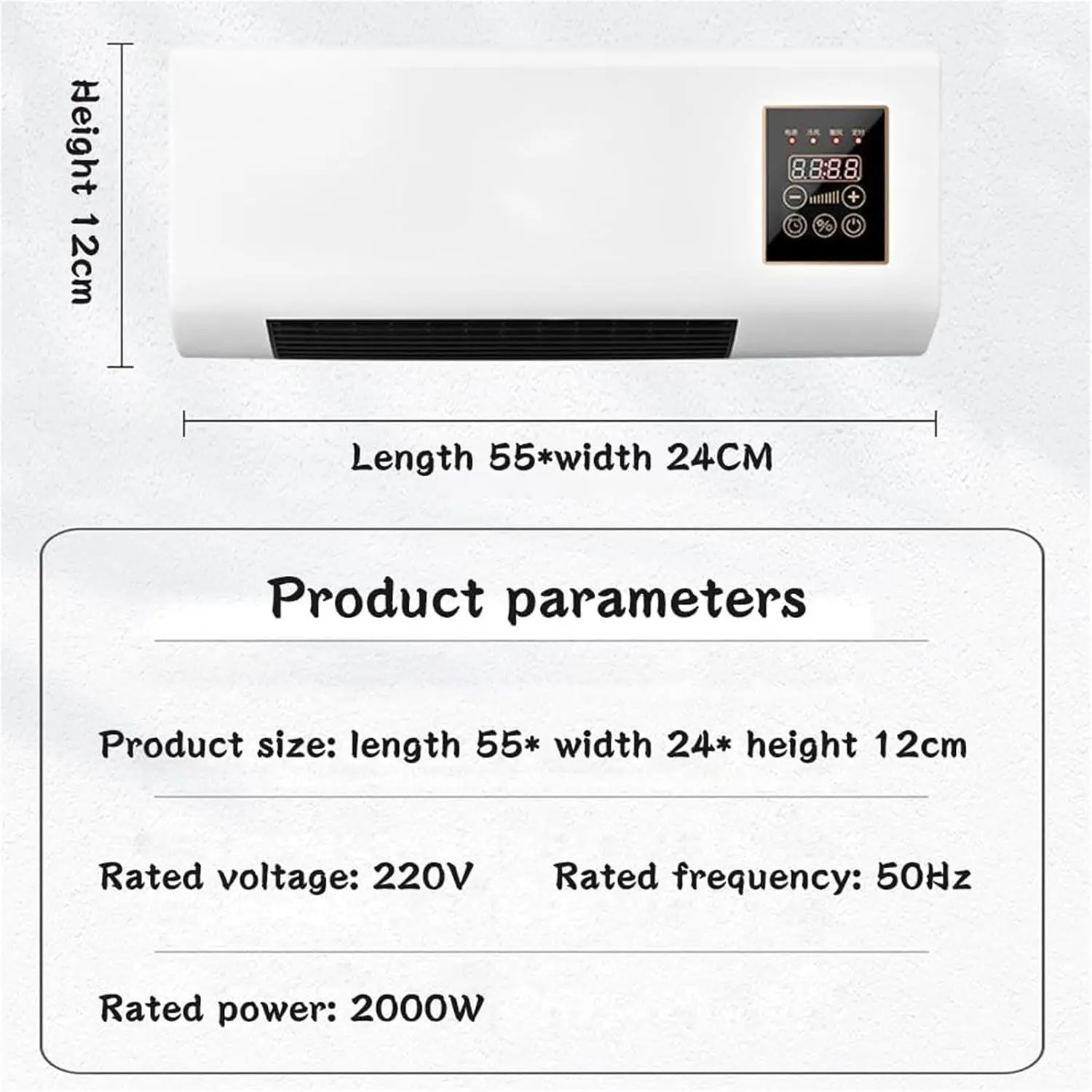 Wall Mounted Air Conditioner/Thermo Fan Heater - Portable 2000W Cooling and Heating Unit with Remote Control for Home Office and Bedroom, Smart Timing Feature - Image 7