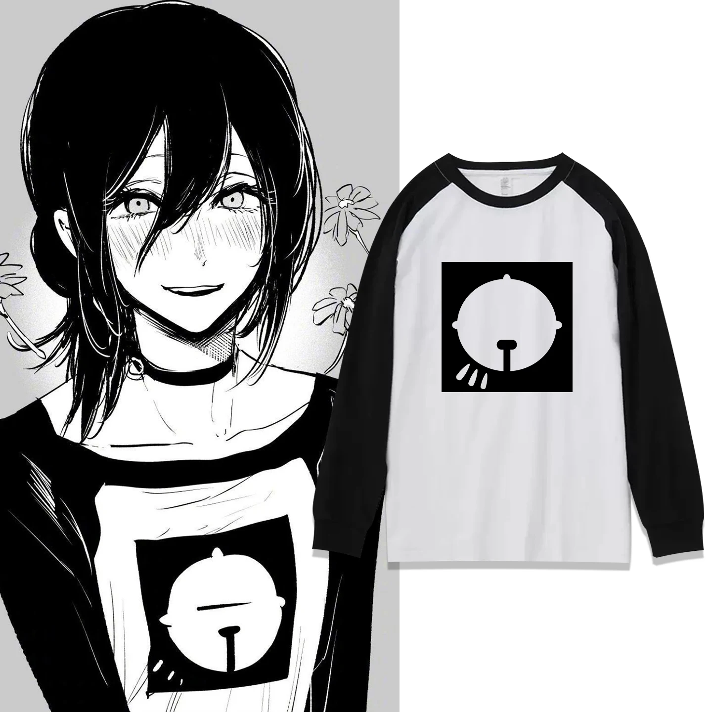 Anime Reze Long Sleeve T-shirt Cosplay Oversized Vintage Chainsaw Men Women Clothes Japanese Manga Tee Clothing Harajuku Y2k Top - Image 2