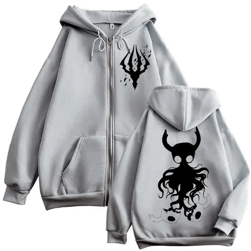 Limited Hollow Knight Game Graphic Zipper Hoodies Gothic Vintage Zip Up Hooded Sweatshirts Men Women Fashion Casual Pullovers - Image 6