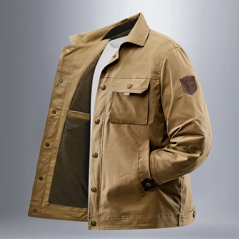 Men's Tactical Military Jacket Autumn Winter Tactical Cargo Jackets Men Casual Multiple Pockets Windproof Outdoor Workwear Coats - Image 3