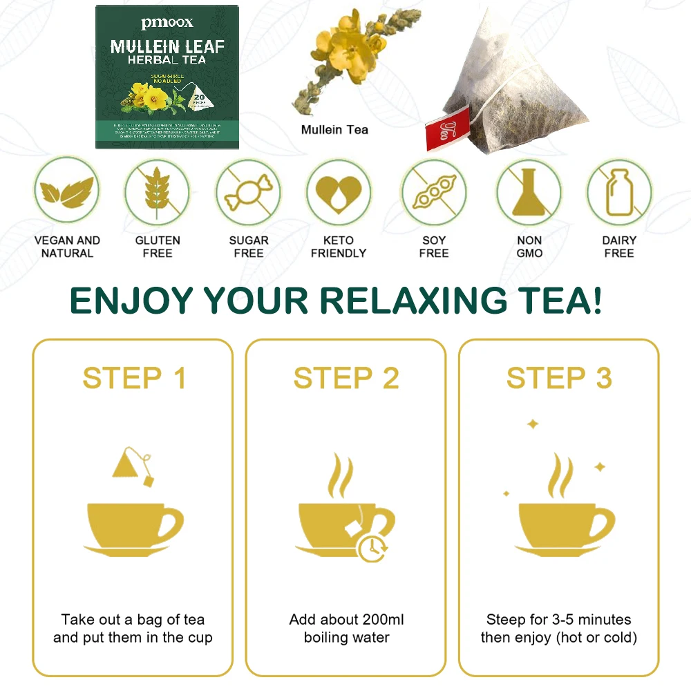 BetterLungs Lung Cleansing Tea, Herbal Loose Leaf Mullein Leaf Extract Detox Tea Bags for Lung Respiratory Health and Wellness - Image 6