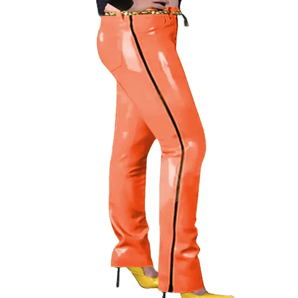 Plus Size Gothic Pencil Pants with Pockets Fashion Zippers Wetlook PVC Leather Trousers Punk Leggings Womens Clothing Clubwear - Image 2