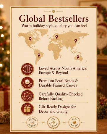 DIY Christmas Pearl Diamond Painting Art Kit with Frame