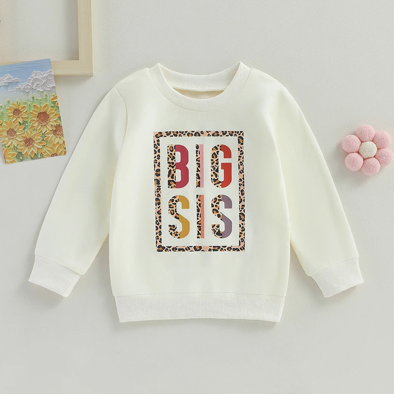 Citgeett Autumn Kids Toddler Girls Sweatshirts Long Sleeve Leopard Letter Print Loose Pullovers Fall Tops Clothes - Image 2
