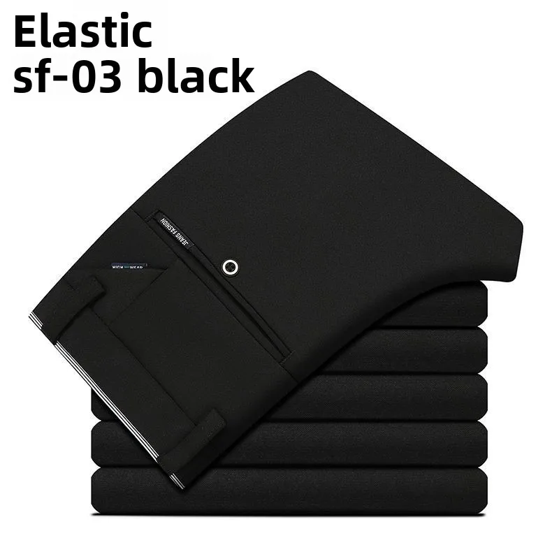Elastic Waist Dress Pants Men, Professional Office Trousers Wrinkle Resistant, Spring Autumn Slim Fit Thin Business Chino Pants