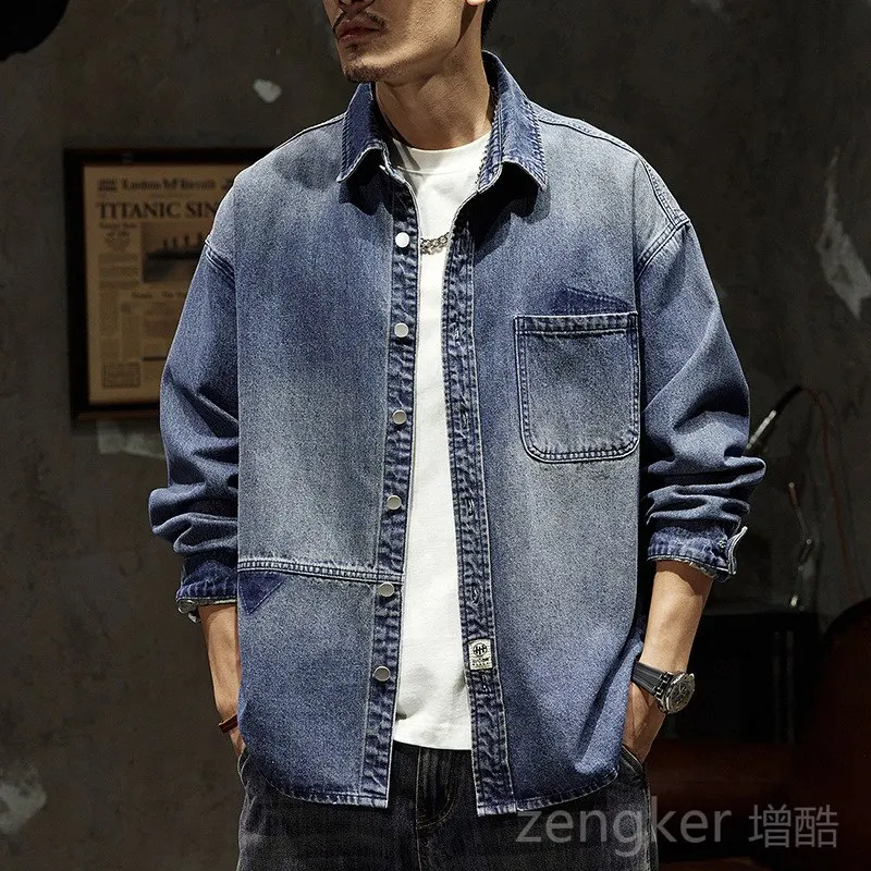 Spring autumn denim jacket men's big size loose tops plus size men's jackets coat tide 7XL 6XL 5XL denim jacket - Image 3