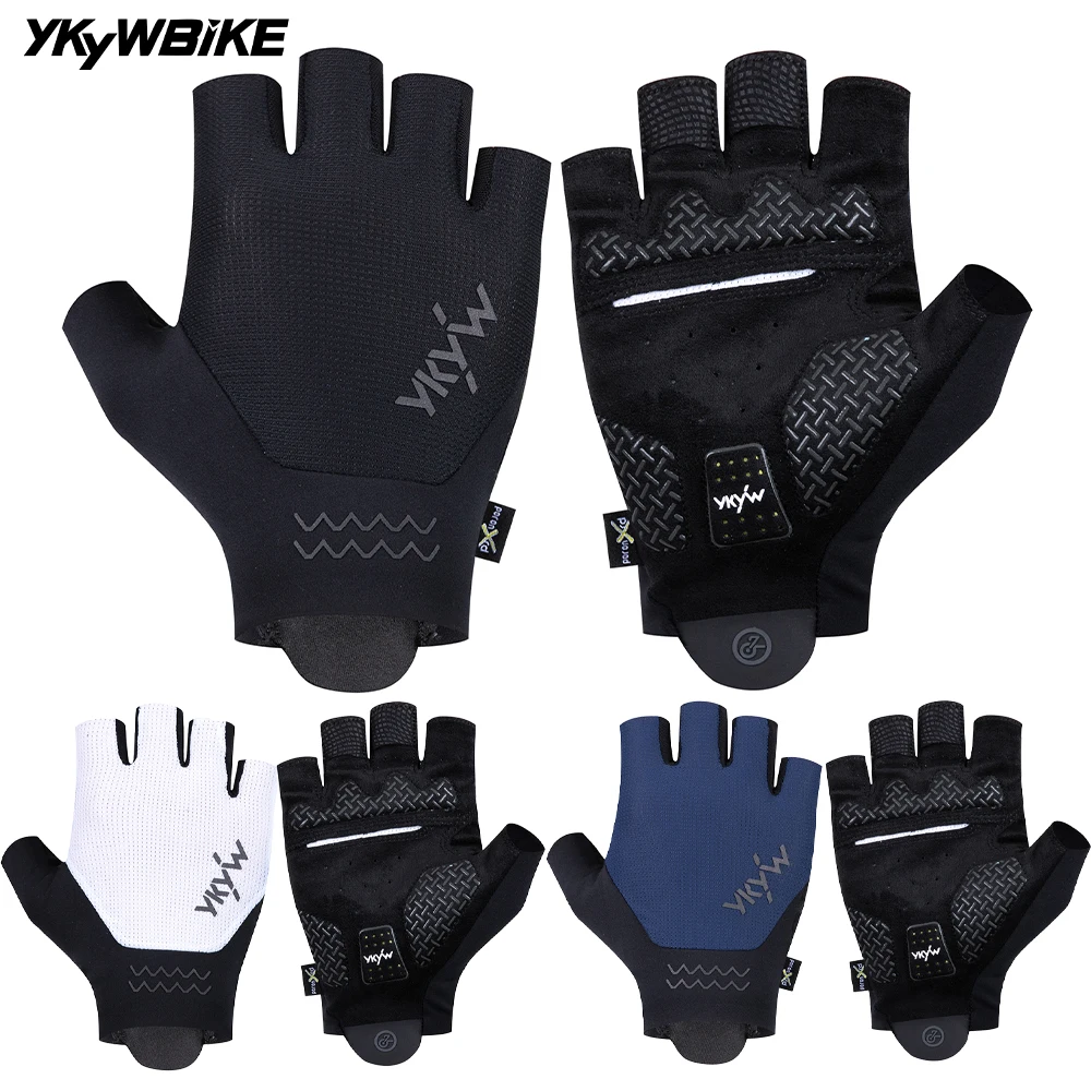 YKYWBIKE Unisex Half Finger Cycling Gloves PORON XRD Summer Breathable Shock Absorbing Road Bike Outdoors Bicycle Gloves