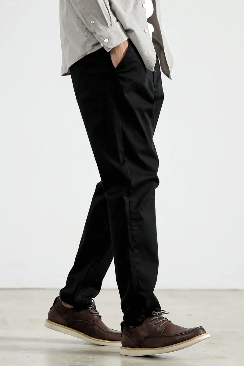 1102# Spring and Autumn New American Retro Twill Chino Casual Pants Men's Simple 97% Cotton Washed Slim Straight Pencil Trousers - Image 6