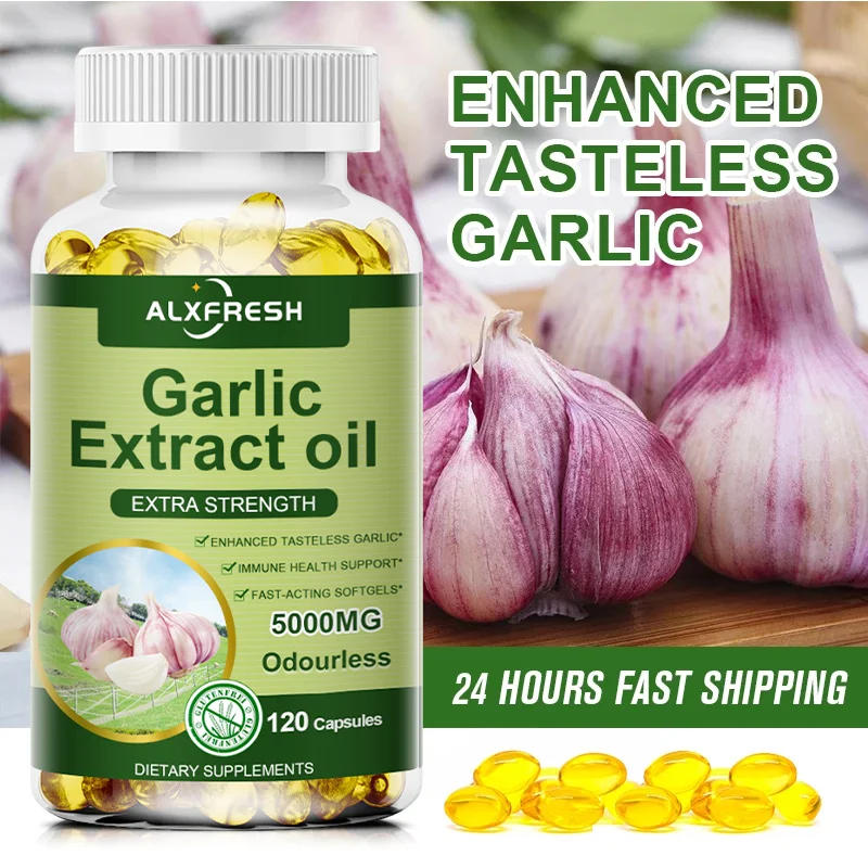 Alxfresh Organic Garlic Extract Capsule for Cardiovascular Health Increase Glutathione Level Cellular Detox Support Immune