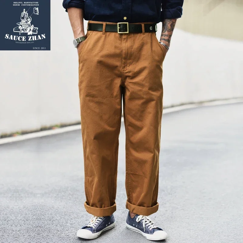 SauceZhan XX001 Chino Pants Vintage Cargo Pants Men Pants Men Cotton Straight Pants & Capris Casual Pants 310g Thick Loose