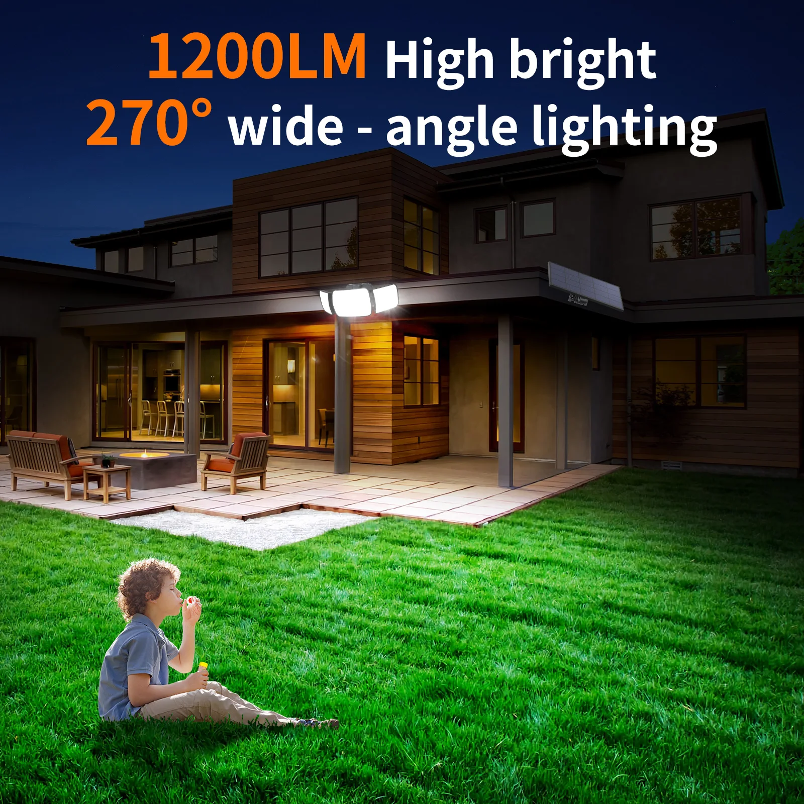 Intelamp Top Brand Long Life 4000Mah Outdoor Solar Led Lights Spotlight Large Solar Panel With 3 Modes Two Motion Sensors Security Flood Light Wall Lamp For Garden Yard Garage - Image 6