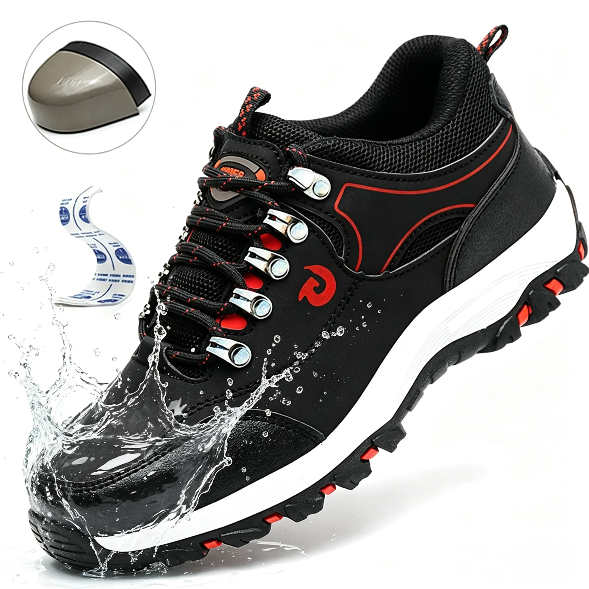 Men Steel Toe Safety Shoes Anti-Puncture Non-Slip Work Boots Wear-Resistant Breathable Hiking Safety Sneakers for Industrial Work - Image 2