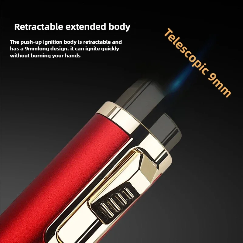 New Powerful Direct-fire Cigar Gas Lighter, Retractable Fire Outlet, Metal, with Cigar Needle, Men's Igniter Gift - Image 5