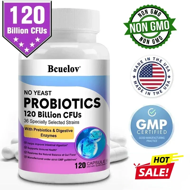 Digestive Health Probiotics 120 Billion CFU Prebiotics & Digestive Enzymes Adult Probiotic Supplement, Promotes Gut Health - Image 2
