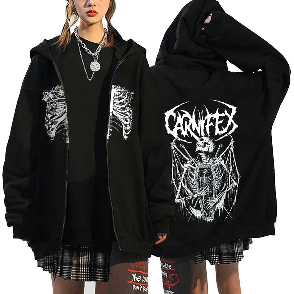Y2k Clothes Oversized Autumn Winter Fleece Zipper Hoodies Gothic Zip Up Sweatshirt Men Women Loose Jackets Hip Hop Streetwear - Image 6