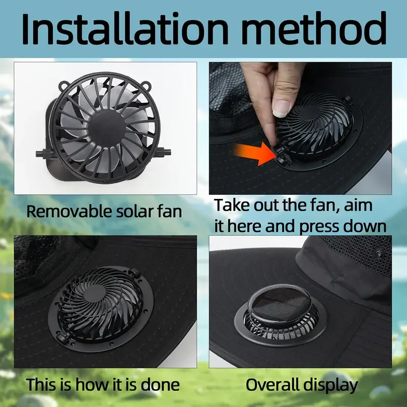 Mens Quick Dry Bucket Hat Large Size Sun Hat with Solar Powered Fan USB Rechargeable for Outdoor Hiking Camping Fishing Activity - Image 5