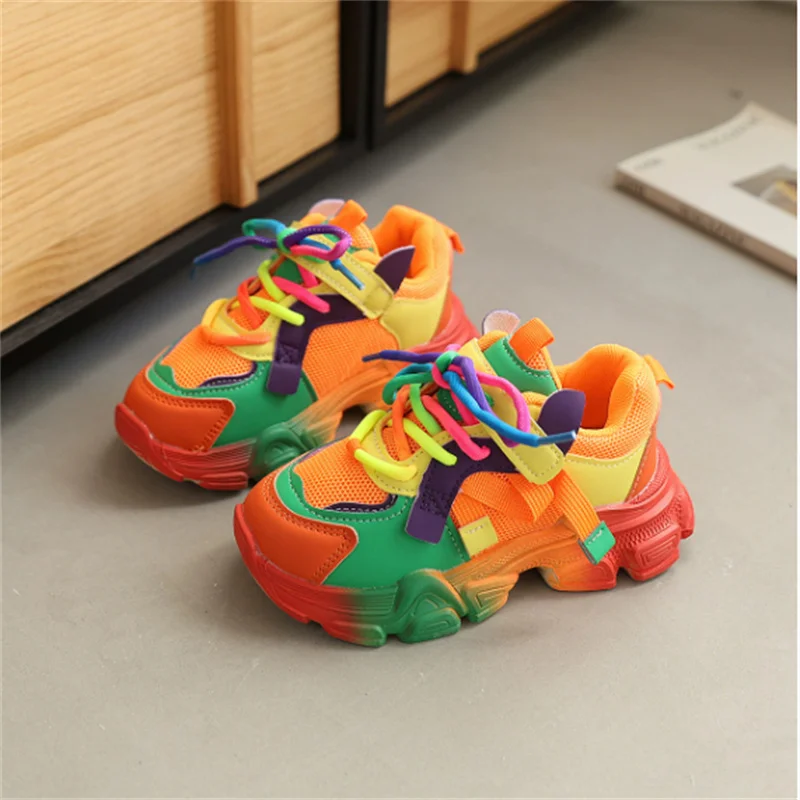 2026 New Spring Children Shoes Colorful Fashion Breathable Kids Outdoor Tennis Soft Sole Sport Shoes Fashion Girls Boys Sneakers