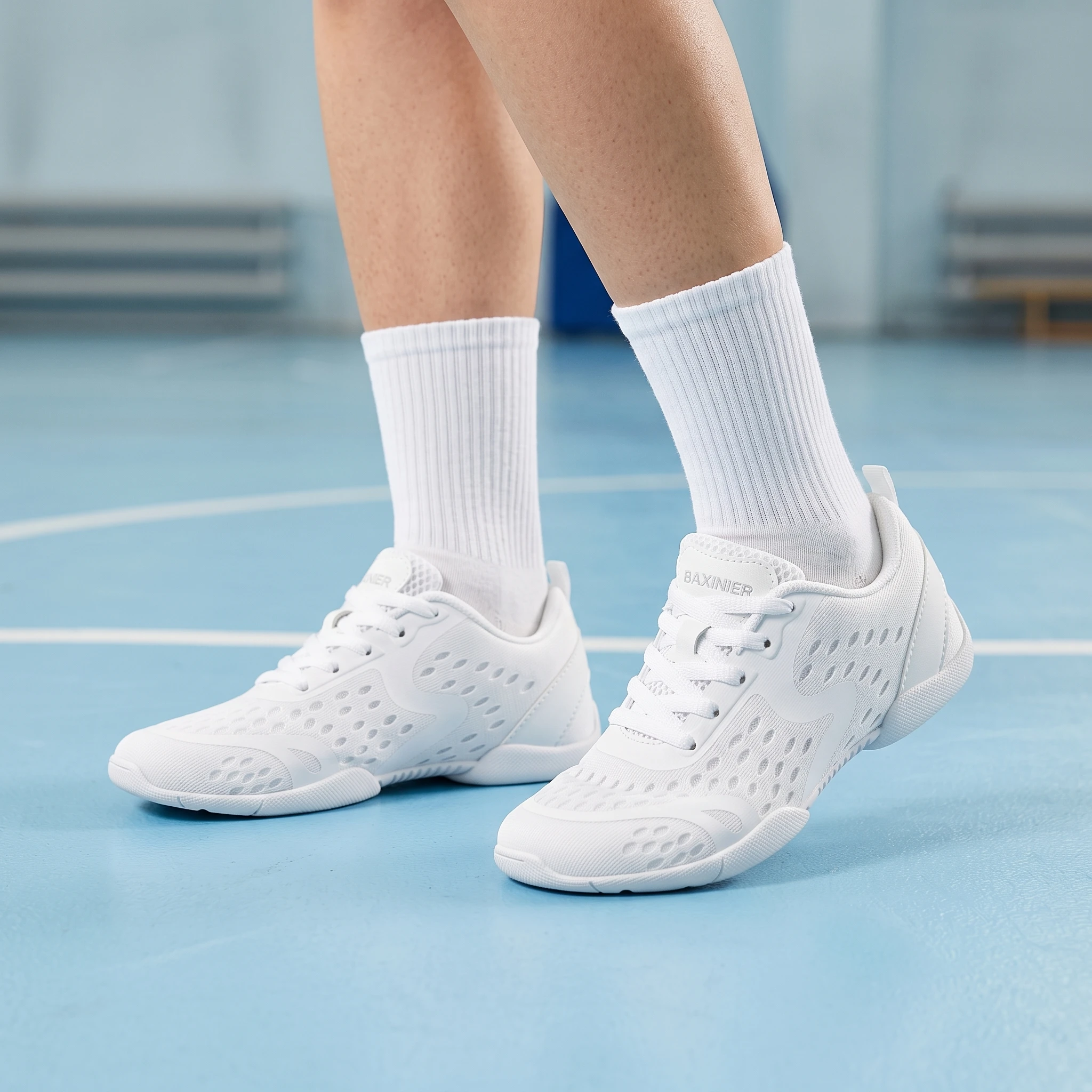 BAXINIER White Cheerleading Shoes Youth Kids Girls Women Lightweight Breathable Mesh Flexible Cheer Dance Shoes Gymnastics Aerobics Athletic Practice Performance Team Stunt Sneakers - Image 6