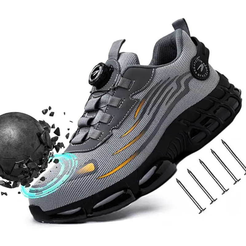 2025 New Mens Safety Shoes Rotated Buckle Man Sneakers Puncture Proof Indestructible Work Shoes Waterproof Durable Boots for Men - Image 4
