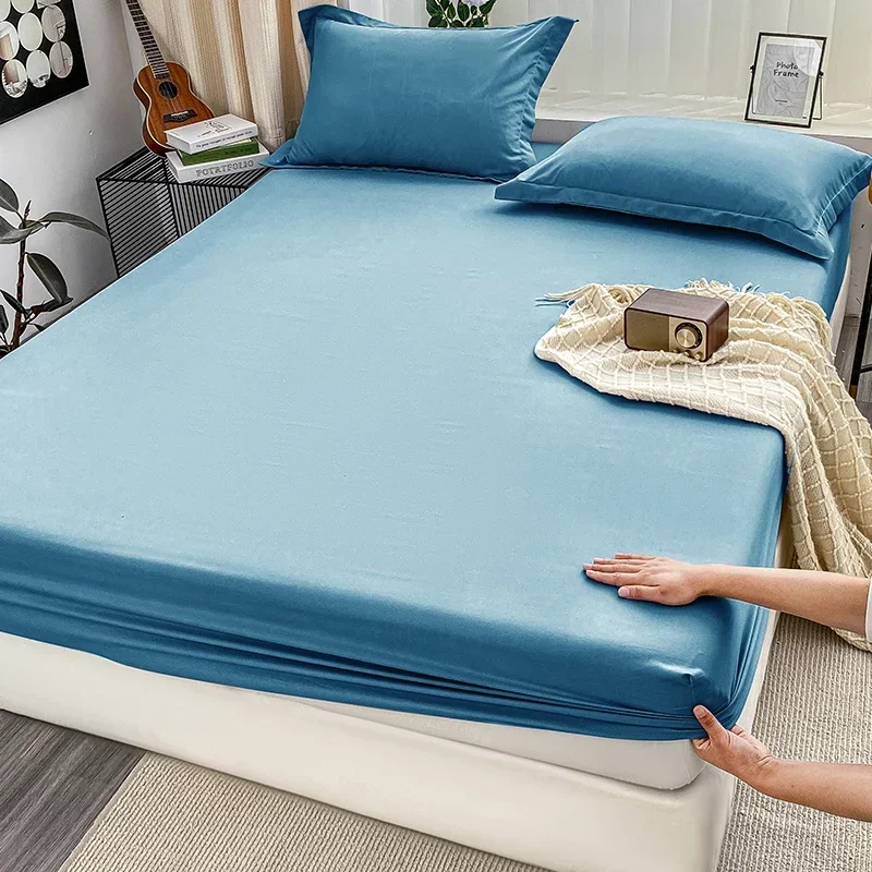 Premium Solid Color Brushed Fitted Sheet,Ultra-Soft Sateen Weave for Cozy Nights - Hypoallergenic and Easy Care Bedding - Image 6