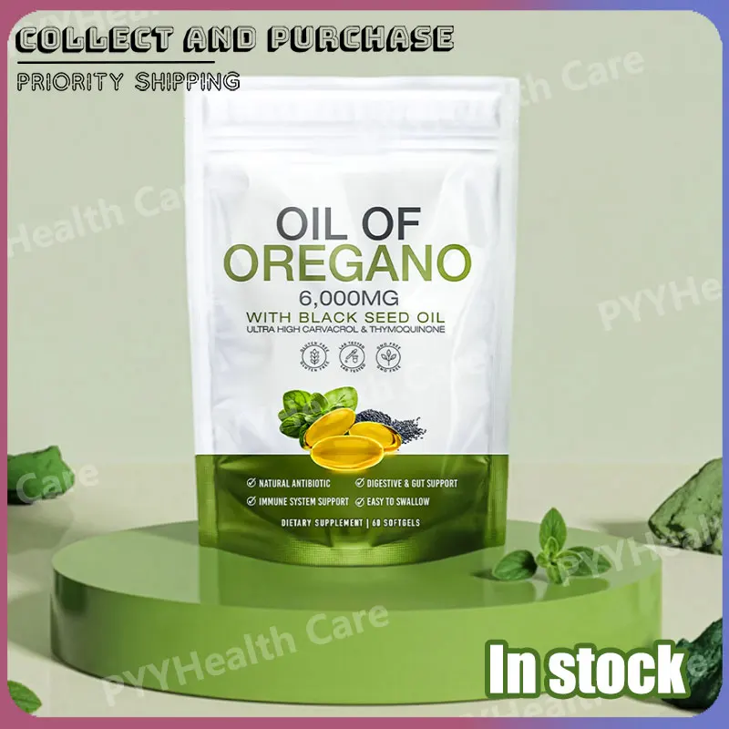 60 Count Oregano Oil Black Seed Oil Softgels Herbal Plant-Based Natural Supplement Capsules for Immune & Digestive Support