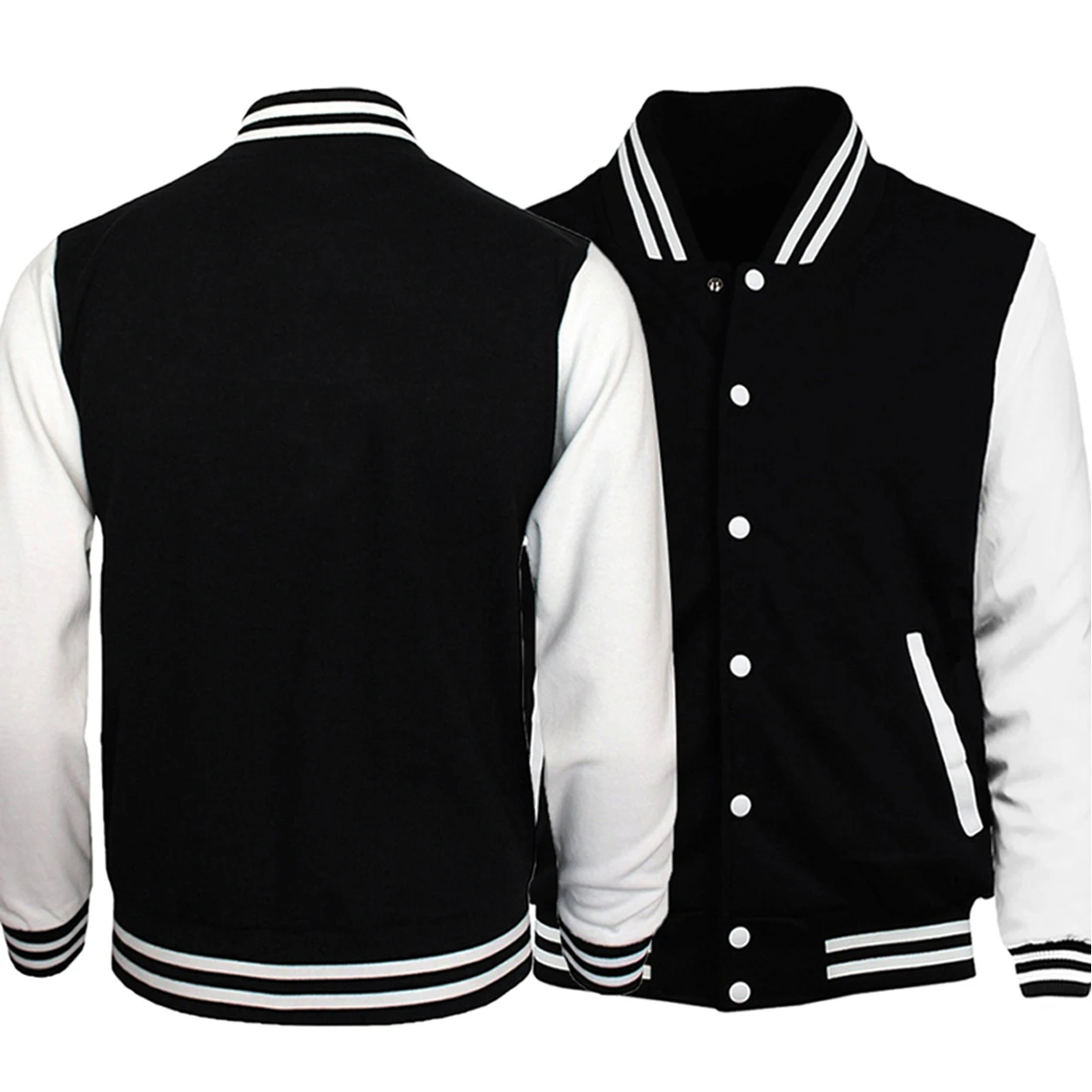 Black White Color Jacket S-5XL Loose Oversized Clothes Casual Men Women Baseball Clothes Couple Street Coat Warm Fleece Jackets - Image 2
