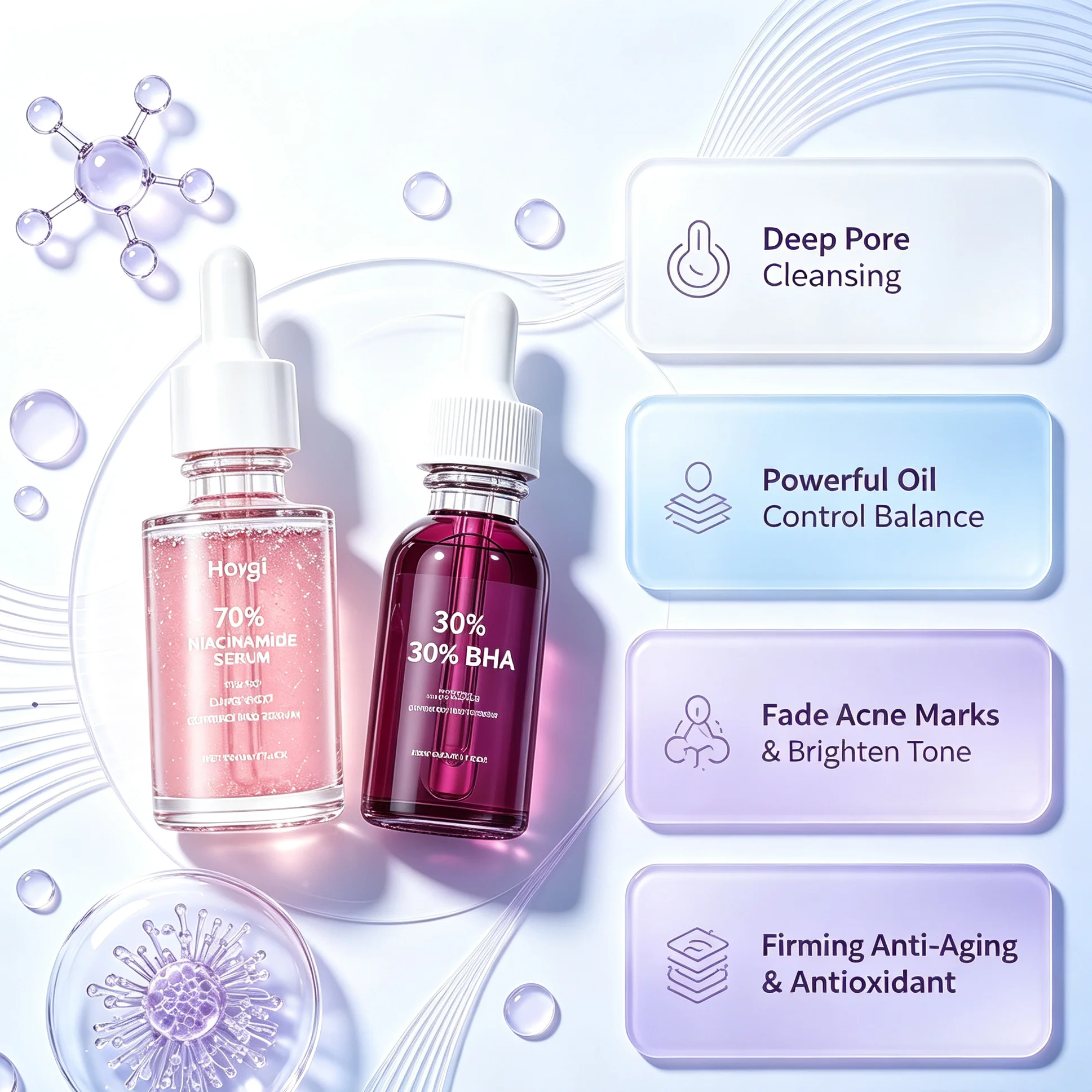 K-Beauty Oily & Acne Prone Skin Care Set, 30% Salicylic Acid+70% Niacinamide,Stubborn Blackhead Exterminator,Advanced Pore Tightening,Synergistic Barrier Recovery,Firming& Antioxidation,Fade Acne Marks&Brighten Skin Tone&Intense Glass Skin,Clinical Grade - Image 5