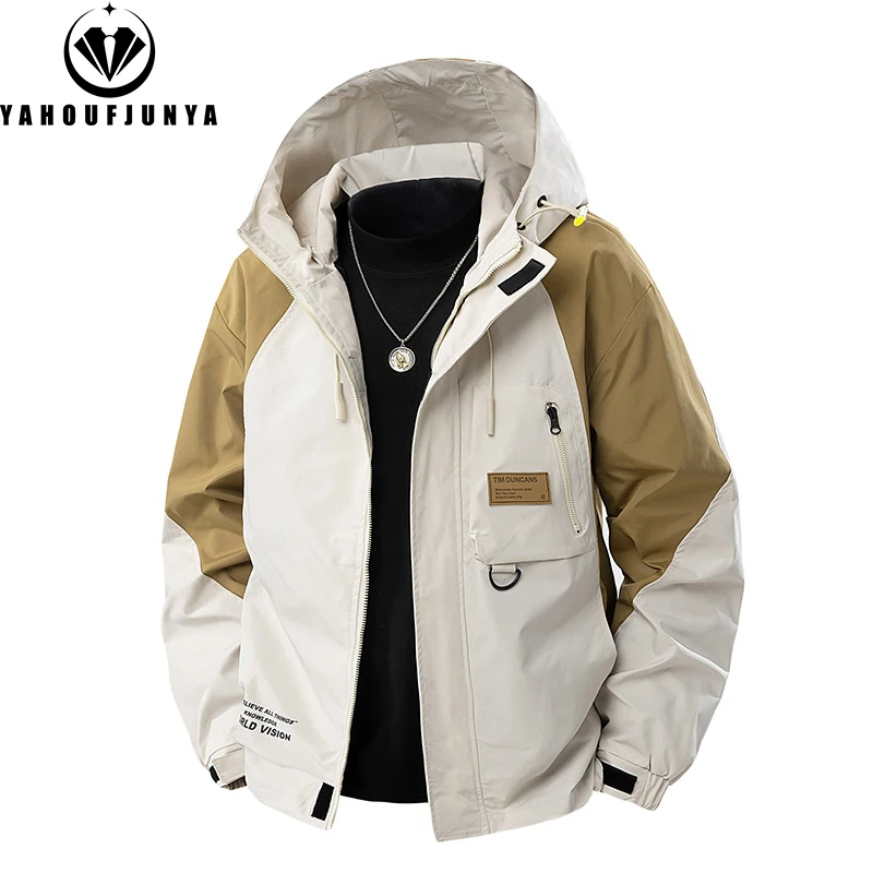 9XL New Men Spring Outdoor Leisure Windbreak Hooded Jacket Men Autumn Cargo Pocket Fashion Brand Loose Jacket Coat Male Clothing - Image 2