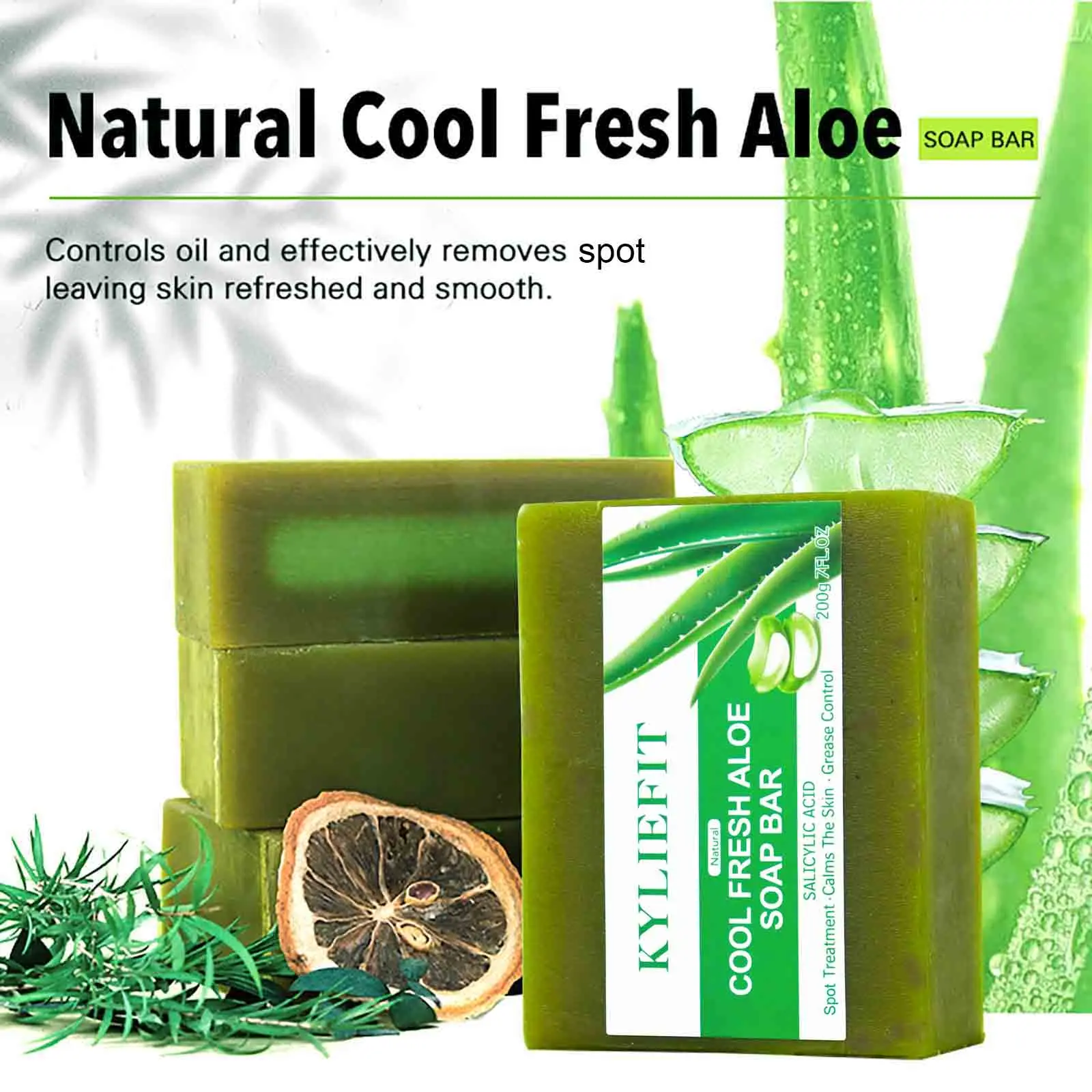 Aloe Brightening Soap Bar, Remove Dark Spots, Sun Spots, Acne, Oil Control, Clean Stains, Exfoliation, For Face and Body, 200g - Image 5