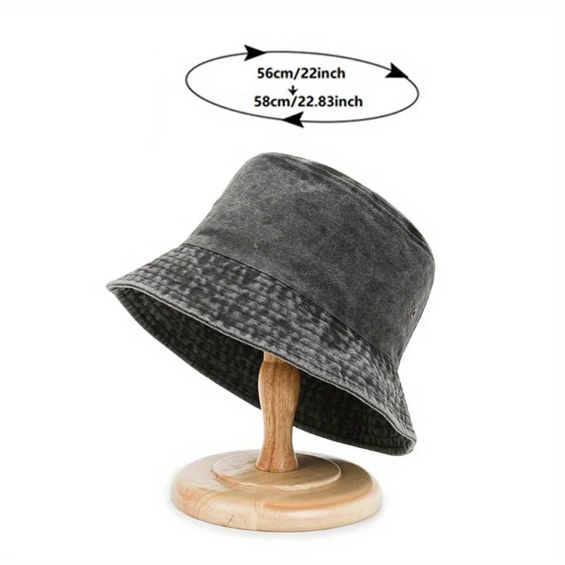 Classic Unisex Denim Bucket Hat Solid Color Washed Distressed Sun Hats Lightweight Fisherman Cap For Women Men - Image 6