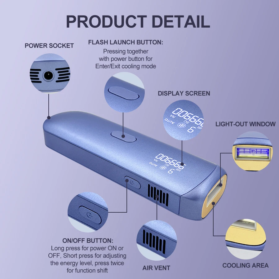 3in1 Portable IPL Hair Removal Device Cooling HR/RA/ SC Whole Body Treatment Dual Flash Modes for Women Men Permanent Bikini Trimmer Home Used Epilator - Image 7