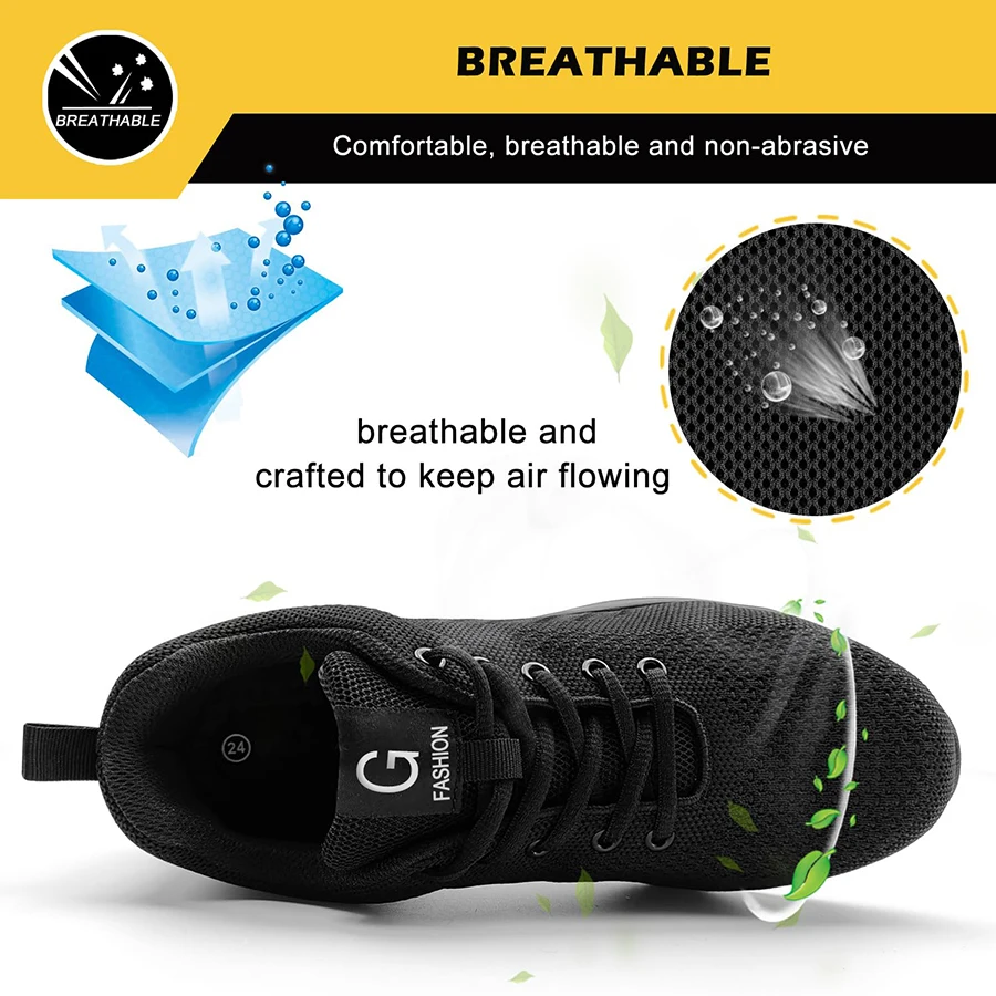 Unisex Safety Shoes Work Boots Summer Solid Color Lightweight Breathable Steel Toe Anti-Smash Indestructible Work Sneakers Puncture Proof Industrial Protective Labor Footwear For Construction Warehouse Logistics Workshop - Image 4