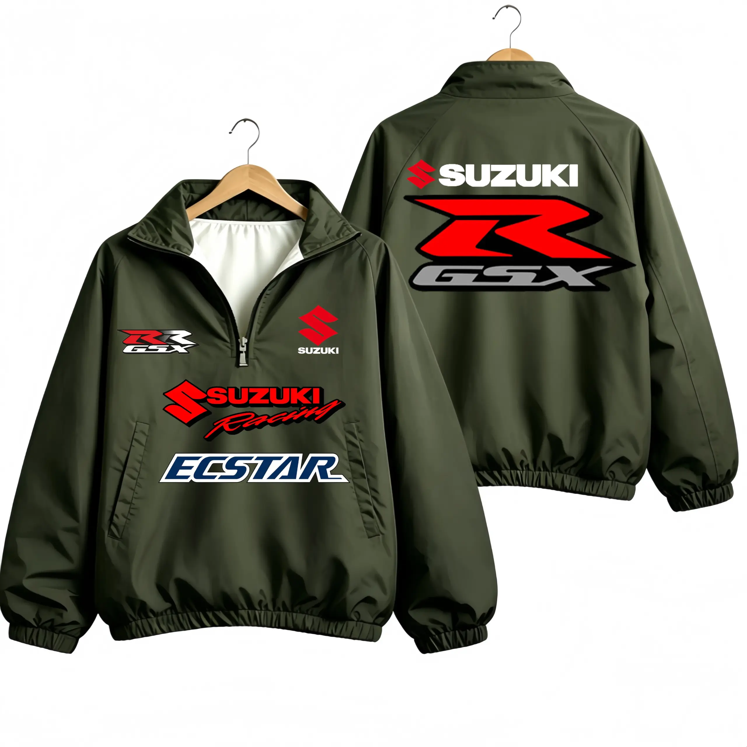 Men Women SUZUKI GSX‑R Racing Half Zip Jacket Windbreaker Motorcycle Sport Multi Color Casual Oversized Windproof Outer Coats - Image 2