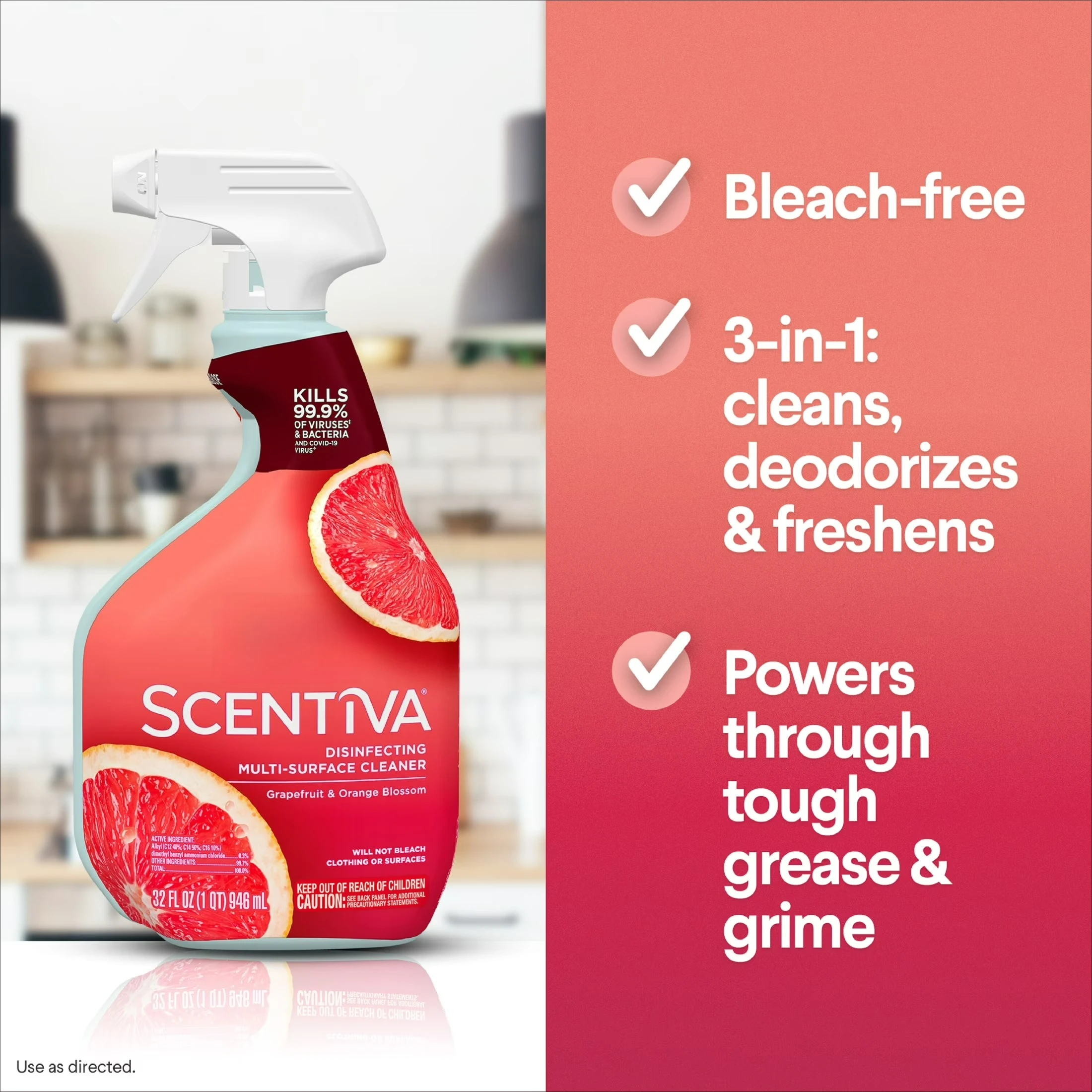 Bleach-Free Multi-Surface Cleaner Spray, Grapefruit & Orange Blossom, 32 fl oz - Image 5
