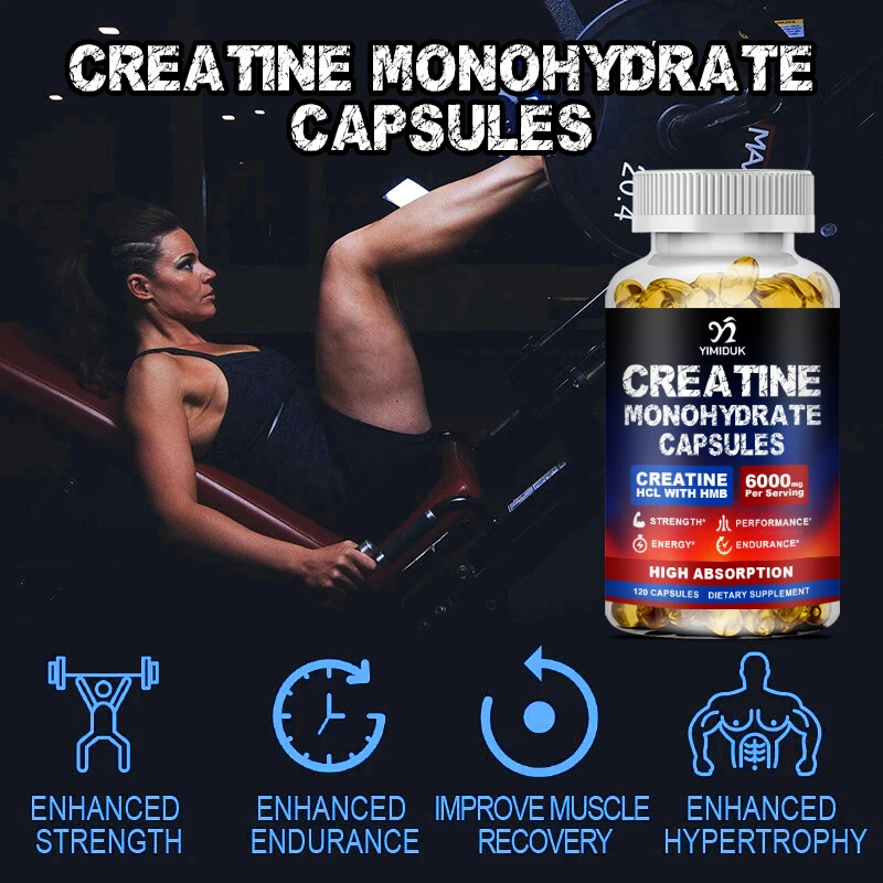 Dual Creatine Monohydrate Capsules, with HCL HMB, Support Muscle Mass, Exercise Endance, Stamina & Energy, Training Performance - Image 2