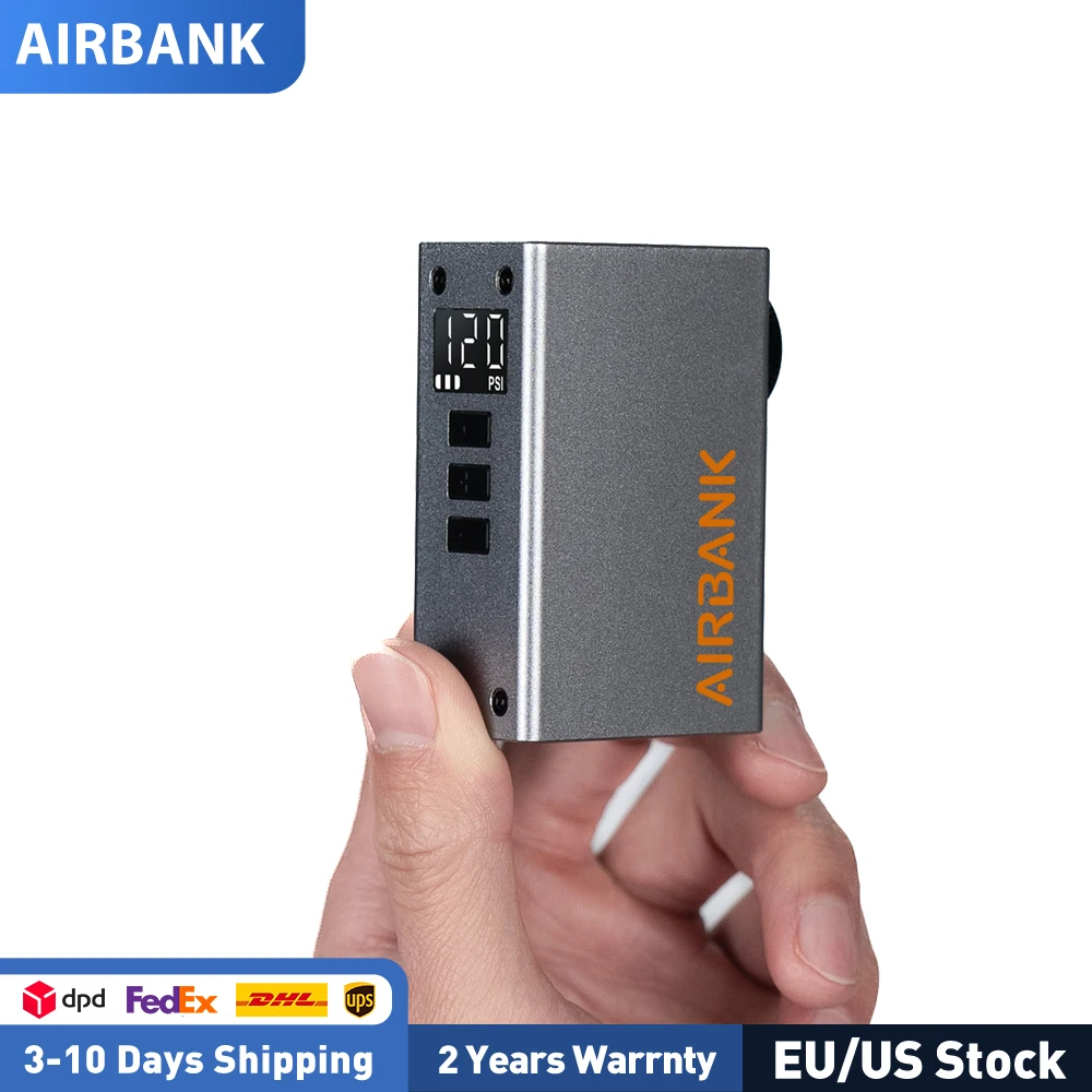 AIRBANK POCKET 2 PRO Electric Mini Bike Pump 420mAh Battery 120PSI Smart Bicycle Tier Inflator Aluminum Alloy Shell with Screen
