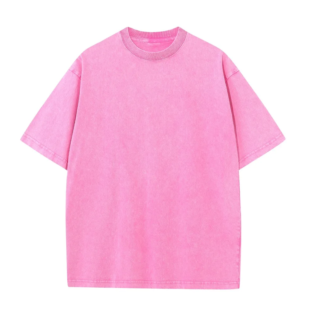 230G Cotton American Large Size T Shirts Men Summer Vintage Clothes Washed Tees Casual Short Sleeve Basic Male Tops - Image 4