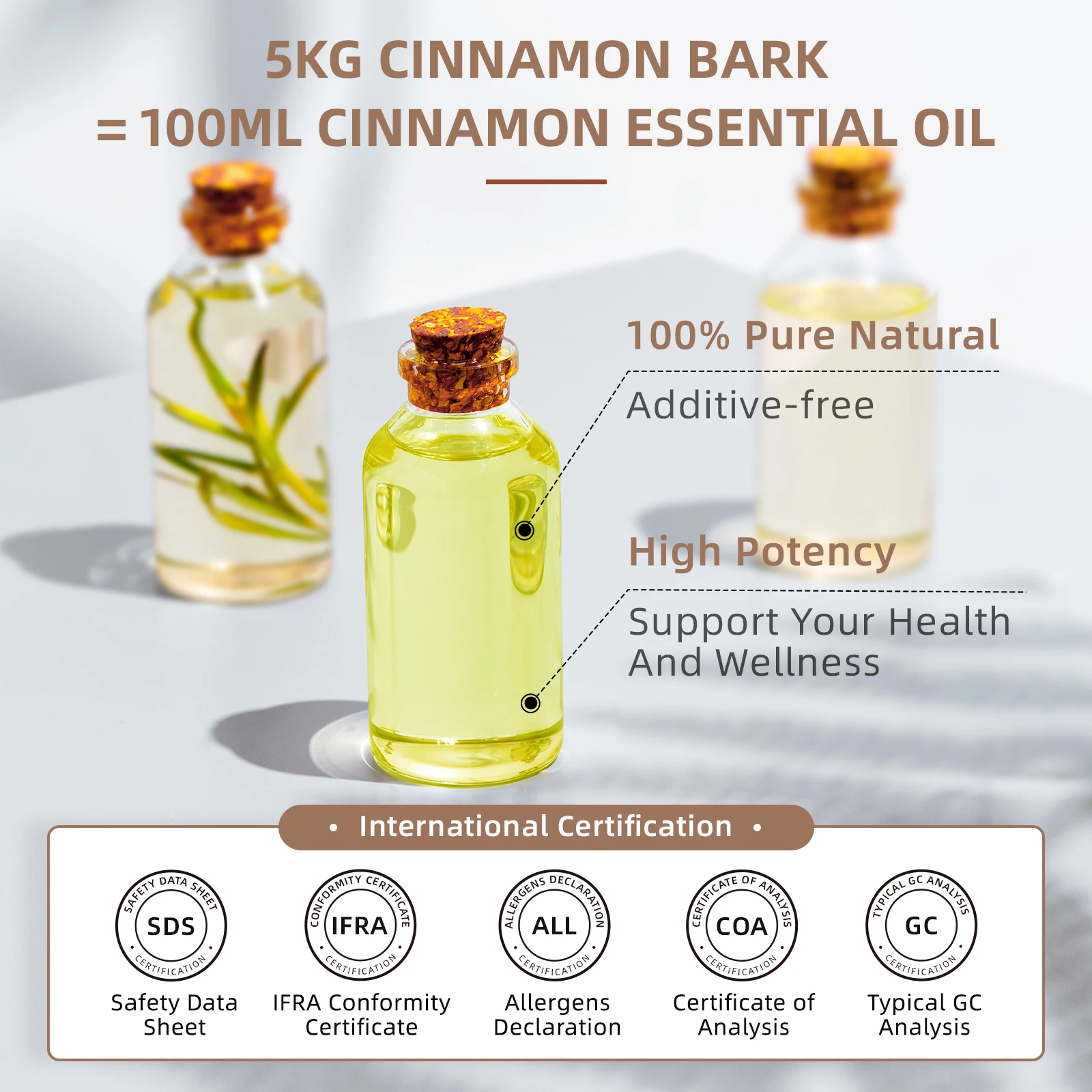HIQILI 100ML Cinnamon Bark Essential Oils,100% Pure Nature for Aromatherapy, Diffuser, Humidifier, Massage, Relieving Stress - Image 5