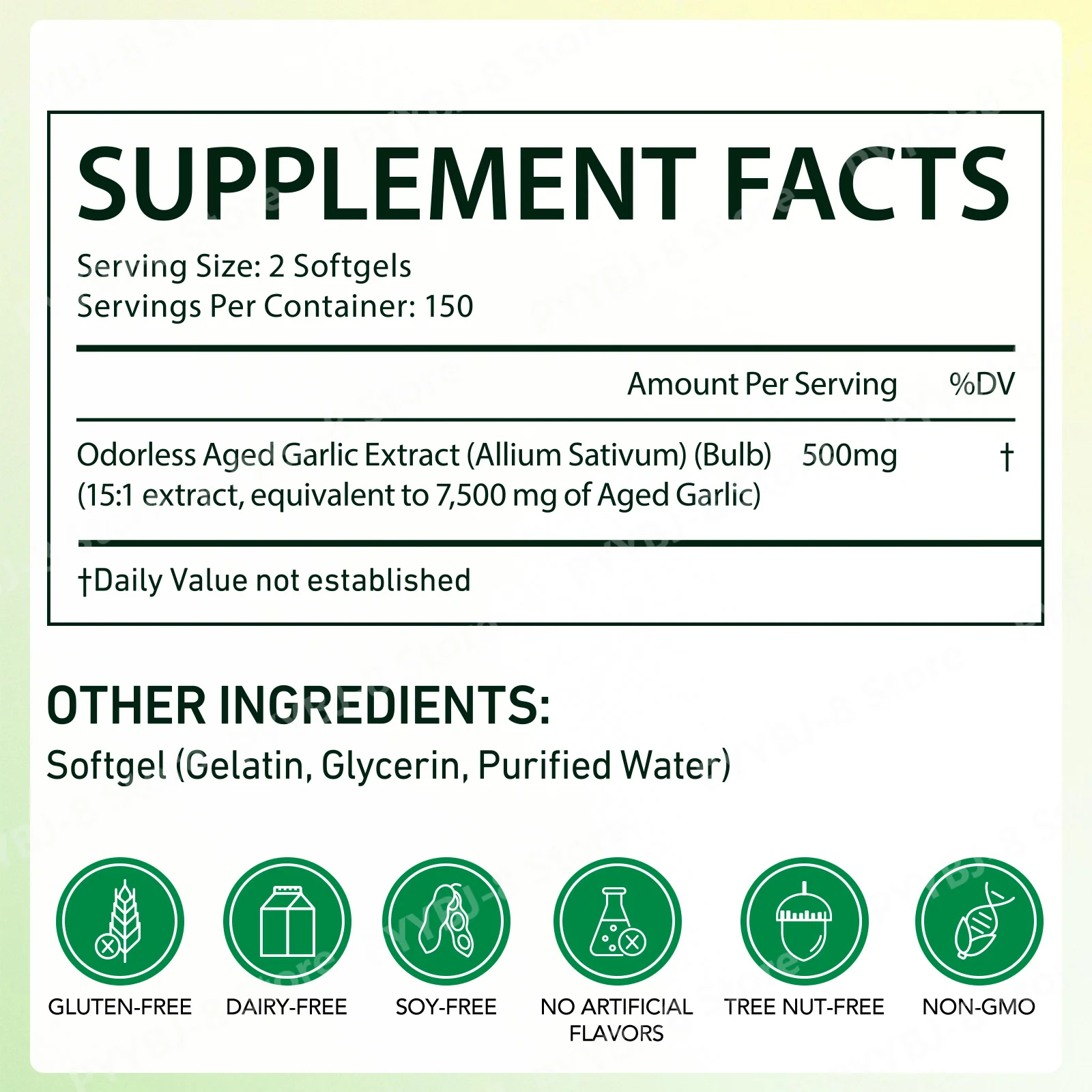 SOLOTREE Aged Garlic Extract Softgels Heart & Circulatory Support Antioxidant Support Immune Function Support 300 Softgels - Image 2