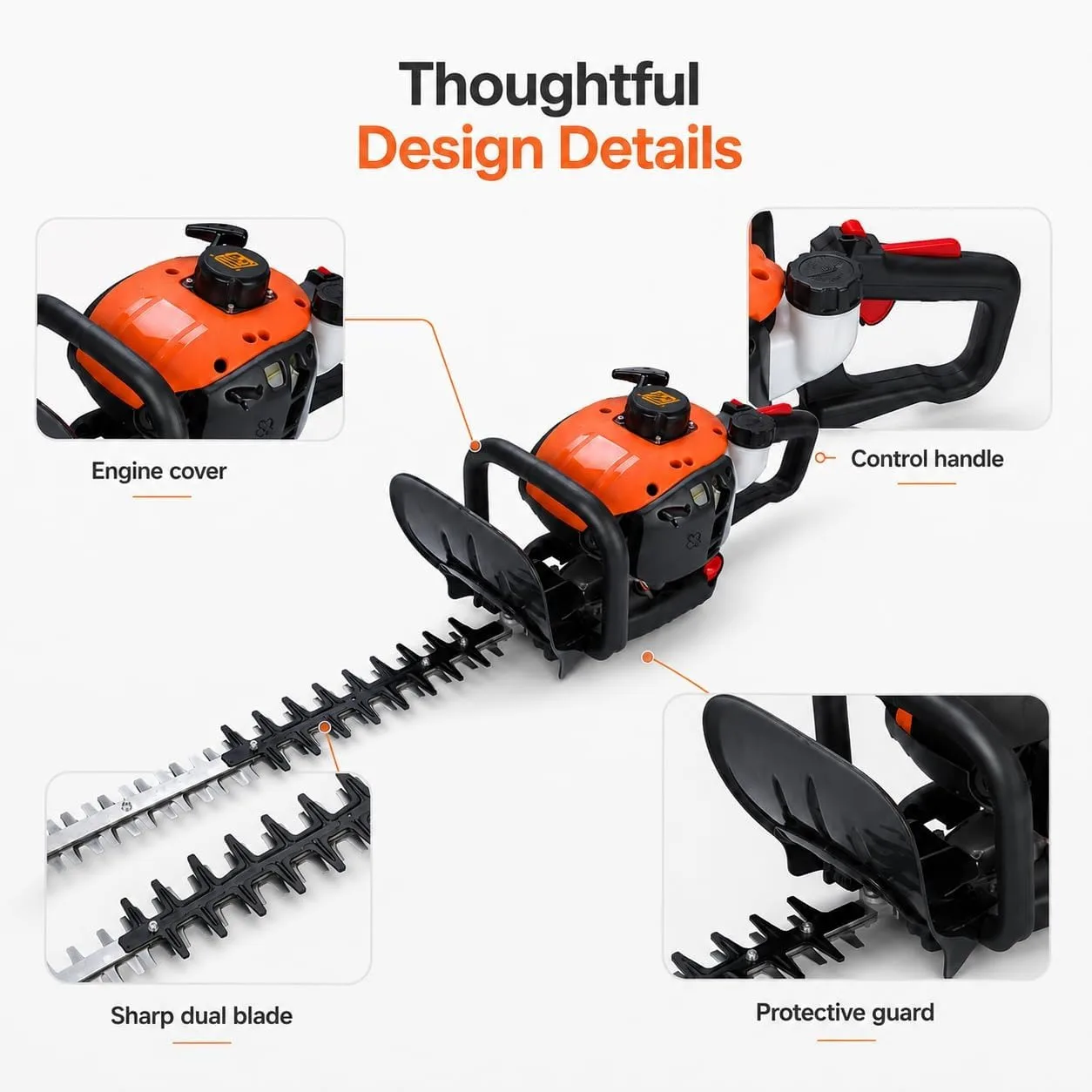 26cc Gas Hedge Trimmer 24 Inch Dual Sided Blade 2 Cycle Engine Garden Trimming Tool for Shrubs Hedges Bushes Yard Maintenance Outdoor Landscaping - Image 4