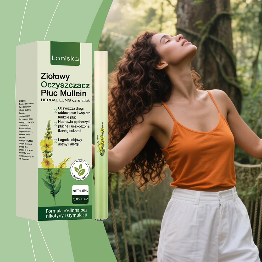 Herbal Diffuser Pen with Extracts of Mullein Mints Rosemary Natural for Lung Cleansing Clear Breathing Improvement