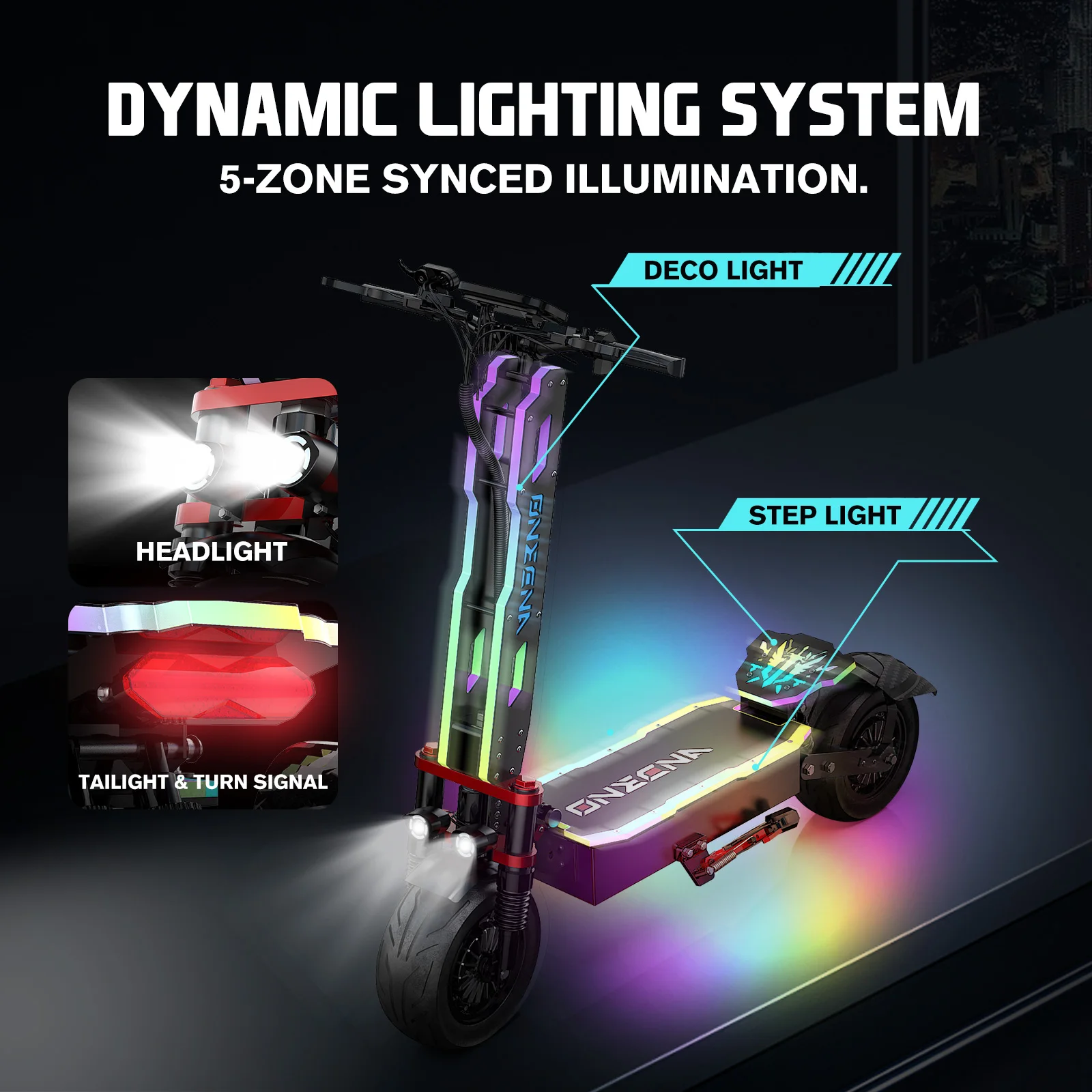 ONECNA NEW GT9 7000W High-Performance Adult Electric Scooter with Dual Motor Drive, angel Eye Headlights, UL Certified Off-Road Scooter, Electric Bicycle, 55 MPH Top Speed, 60V Large Battery, 70 Mile Range, 12 inch Vacuum Tire - Image 6